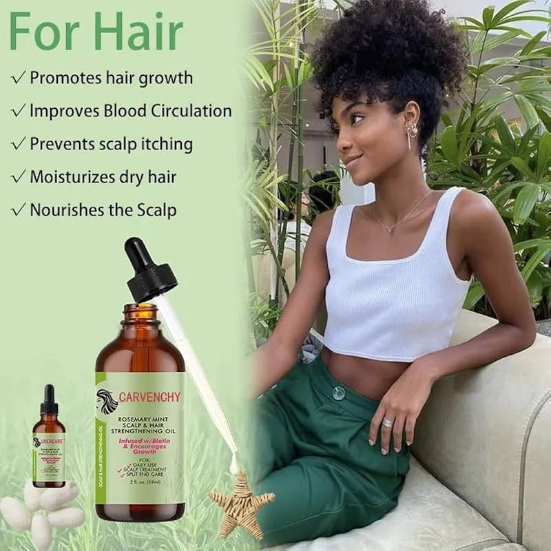 Rosemary Mint Scalp & Hair Strengthening Oil - Carvenchy